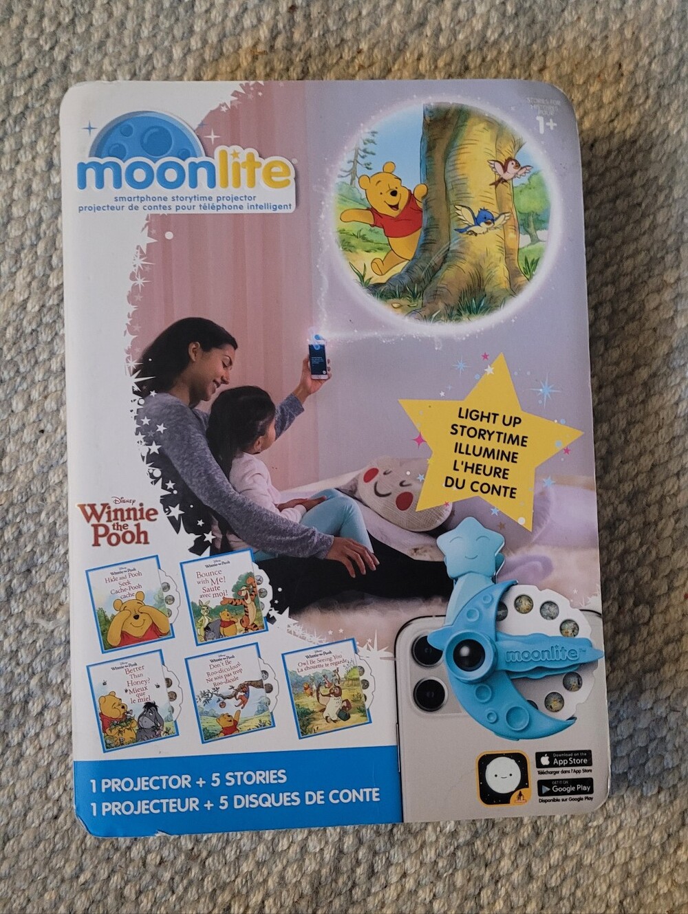 Moonlite Winnie The Pooh Storybook Projector for Smartphones 5 Story Reels
